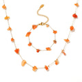 Gold Chain Orange Natural Stone Chip Necklace And Bracelet view 5