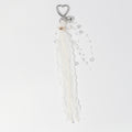 Heart Clasp White Lace Ribbon Bag Charm Keychain with Pearls view 5