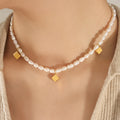 Baroque Freshwater Pearl Necklace Gold Cube Pendant Charms view 6