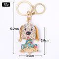 Rhinestone Spotted Puppy Keychain Crystal Dog Bag Charm view 3