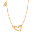 Gold Open Heart Pendant Necklace Crystal Extender Charm view 5