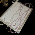 Silver Tone Long Beaded Station Necklace With Pearl Drop view 2