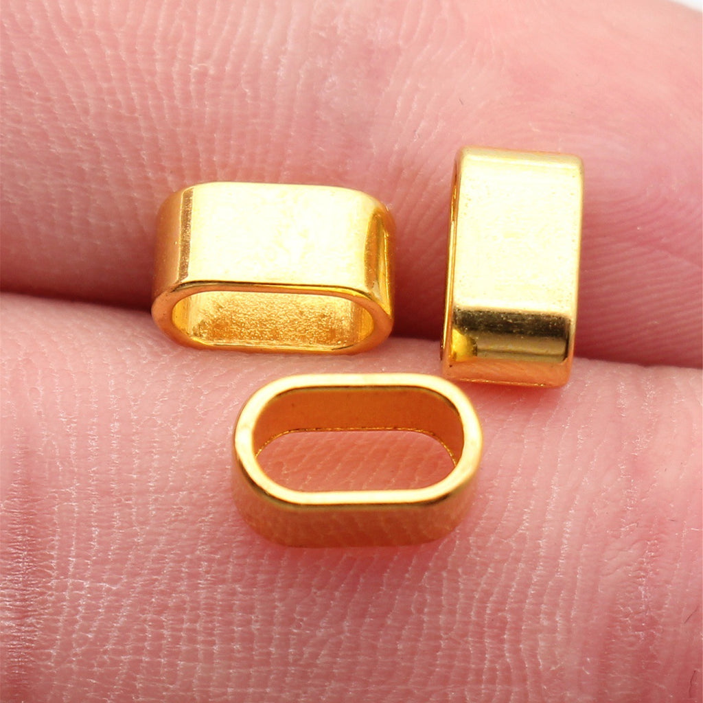 9.5x5.3x5mm 0.51g Bright Gold Zinc Alloy Smooth Oval Large Hole Beads for Bracelet Necklace Jewelry Making