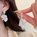 Gold Cream Flower Pearl Six Piece Stud Earring Set view 4