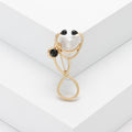 Stethoscope Outline Brooch With Black Stone in Gold or Silver Tone view 4