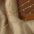 Gold Baguette Zircon and Square Plate Station Chain Necklace view 4