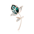 Crystal Rose Stem Brooch Rhinestone Leaves Rose Gold Two Styles view 2