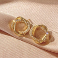 Gold Silver Black Intertwined CZ Knot Stud Earrings view 5