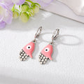 Silver Tone Colorful Enamel Hamsa Evil Eye Huggie Earrings view 3