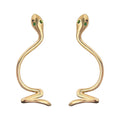 Silver Gold Tone Snake Ear Climber Earrings Green Eyes view 5