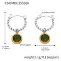 Twisted Hoop Earrings Green Agate Drop Gold Or Steel view 6