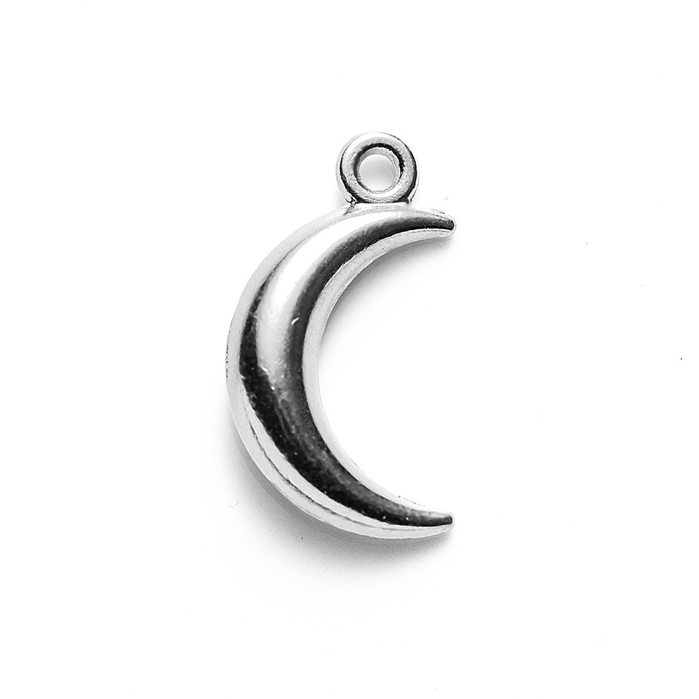 Double-Sided Vintage Alloy Moon Charm Pendant 19x11mm