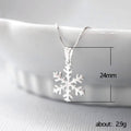 Silver Tone Smooth Snowflake Pendant Necklace Fine Chain view 3