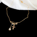 Paperclip Chain Cross and Pearl Pendant Necklace Fashion Jewelry view 6