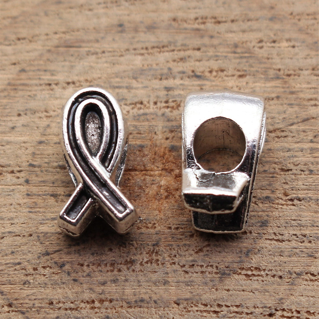 12x7x6mm 1.5g Antique Silver Zinc Alloy Ribbon Large Hole Spacer Double Sided Beads for DIY Bracelet Jewelry Making