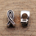 Antique Silver Awareness Ribbon Large Hole Metal Bead view 2