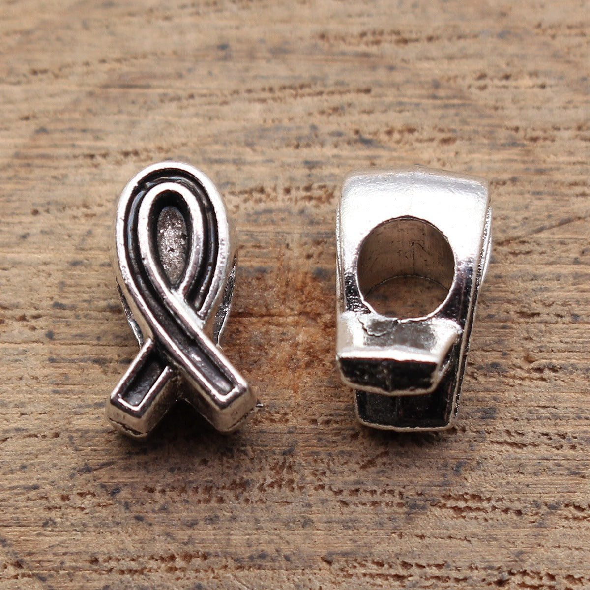 12x7x6mm 1.5g Antique Silver Zinc Alloy Ribbon Large Hole Spacer Double Sided Beads for DIY Bracelet Jewelry Making