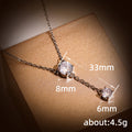 White Gold Double Round Clear Y Lariat Pendant Necklace Alloy view 5