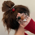 Smoky Clear Spiral Coil Hair Ties With Silver Or Brown Round Bead view 1