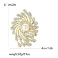 Pearl Rhinestone Firework Swirl Brooch Gold Silver Tone Pin view 4