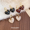 Gold Tone Crystal Heart Drop Huggie Earrings in Two Colors view 1