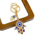 Hamsa Hand and Evil Eye Charm Keychain in Gold and Silver Tone view 5