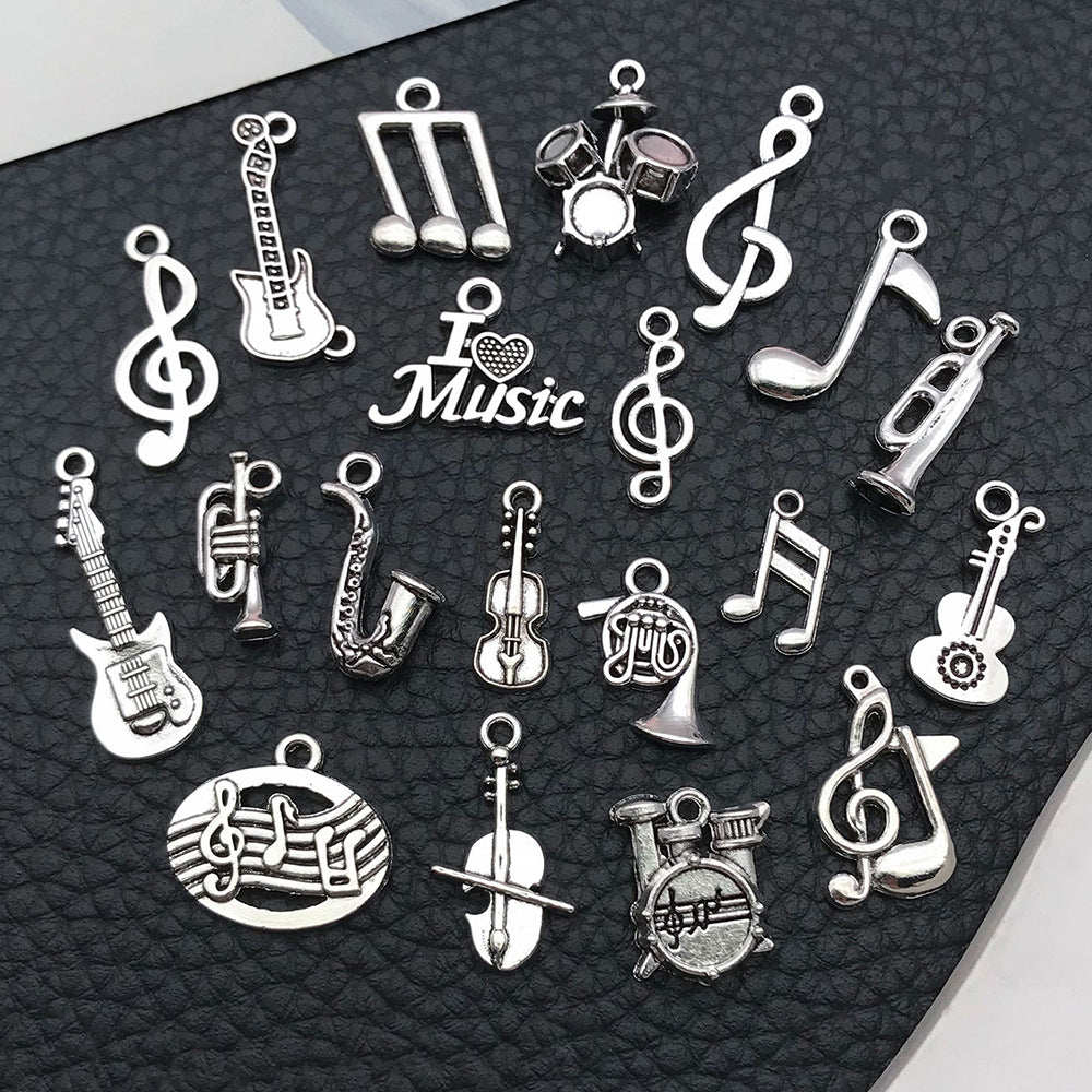 Antique Silver Zinc Alloy Musical Instrument Charm Pendants for DIY Necklace Bracelet Keychain
