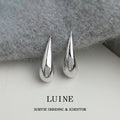 Silver Tone Mirror Polished Long Teardrop Hook Earrings For Women view 3