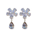 Silver Crystal Flower Necklace and Drop Earrings Pieces view 5
