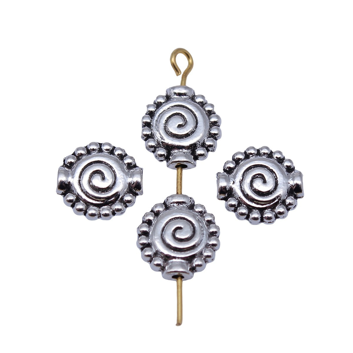 10x10mm 0.9g Antique Silver Zinc Alloy Swirl Small Hole Spacer Beads for Bracelet Jewelry Making
