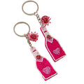 Pink Beaded Bottle Charm Keychain With Flower Bead Accent view 5