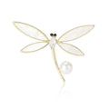 Gold Tone White Shell Wing Dragonfly Brooch Pearl Accent view 5