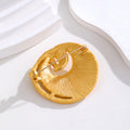 Gold Tone Sun Hat Metal Brooch Pin for Jackets and Lapels view 3