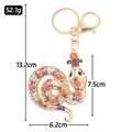 Rhinestone Coin Motif Snake Metal Keychain Gold Tone view 3