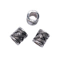 Antique Silver Crisscross Pattern Large Hole Metal Bead view 3