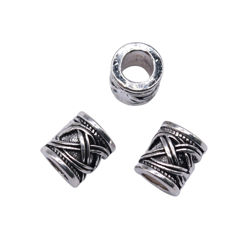 9x9x8mm 1.4g Antique Silver Zinc Alloy Round Large Hole Spacer Beads for DIY Bracelet Necklace Making