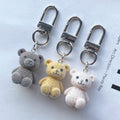 Flocked Mini Teddy Bear Keychains Lobster Clasp 3 Colors view 2