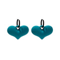 Teal Blue Puffy Heart and Black Hoop Drop Earrings view 5