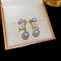 Pastel Flower Stud Earrings with Large White Pearl Drops view 6