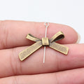 Large Metal Bow Charms in Five Silver Gold and Bronze Finishes view 6