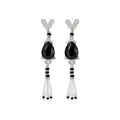Bow and Teardrop Crystal Earrings With Pearl Tassels view 5