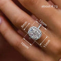Cushion Clear Stone Cluster Double-Halo Ring In Silver Tone view 4