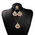 Gold Crystal Fan Jewelry Sets Bead Colors Necklace Earrings Ring view 6