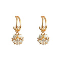 Gold Double Band Huggie Earrings With Zircon Ball Drop view 5
