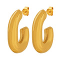 Chunky Hollow C-Shape Hoop Earrings Gold Steel Options view 5