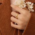 Open Adjustable Chain Link Rope Twist Ring Gold Or Silver view 2
