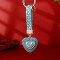 Lattice Center Crystal Heart Keychains with Straps and Plain Options view 6
