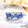 Silver Tone Blue Teardrop Crystal Band Ring Polished Metal Jewelry view 5