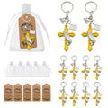 Yellow Cross Praying Hands Keychain With Angel And Square Charms view 1
