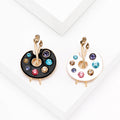 Artist Palette Brooch Crystal Paint Dots Black and White view 1